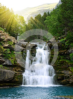 Waterfall in Ordesa and Monte Perdido National Park. Pyrenees mountain. photo