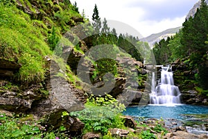 Waterfall in Ordesa and Monte Perdido National Park. Pyrenees mountain.Spain. photo