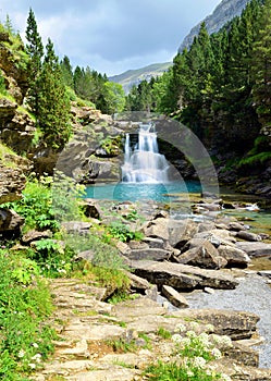 Waterfall in Ordesa and Monte Perdido National Park. Pyrenees mountain.Spain. photo