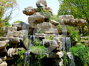 A waterfall over rocks