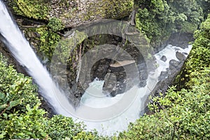 Waterfall Pailon del Diablo in the Andes. Ecuador photo