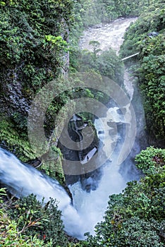 Waterfall Pailon del Diablo in Banos, Eciador photo