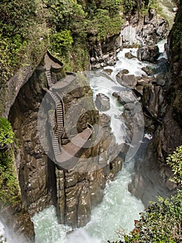 Waterfall Pailon del Diablo in Ecuador photo
