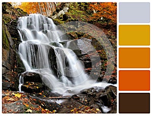 Waterfall with palette color swatches