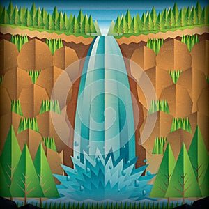 a waterfall with paper effect. Vector illustration decorative design