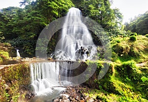 Waterfall at Parque Natural da Ribeira dos CaldeirÃµes, Sao Miguel, Azores, Portugal