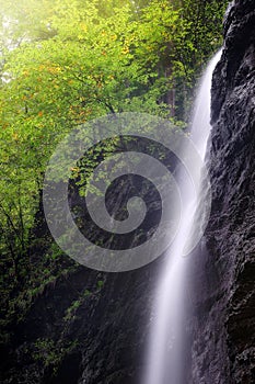 Waterfall at Partnachklamm near Garmisch Partenkirchen, Bavaria, Germany.