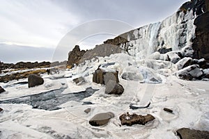 Waterfall in pingvellir valley