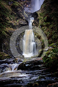 Waterfall Pistyll Rhaeadr in Wales, UK