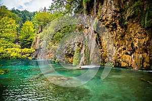Waterfall in Plitvice lakes National Park, Croatia