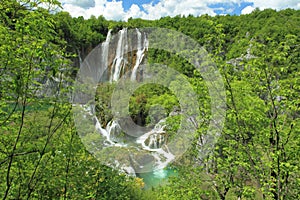 Waterfall in Plitvice lakes park