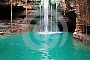 waterfall plunging into a crystal-clear turquoise pool