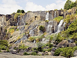 Waterfall pongour at low season, nobody of tourists