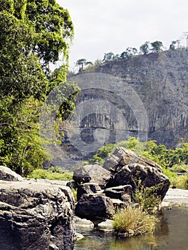 Waterfall pongour at low season, nobody of tourists