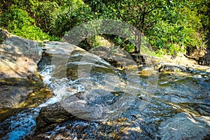 Waterfall with pool in tropical jungle, Na Muang,