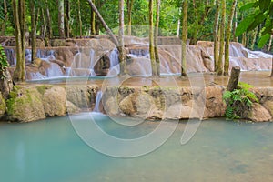 Waterfall in rain forest (Tad Sae Waterfalls at Luang prabang, L