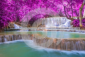 Waterfall in rain forest (Tat Kuang Si Waterfalls