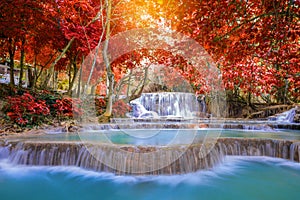 Waterfall in rain forest ( Tat Kuang Si Waterfalls at Luang prabang.) photo