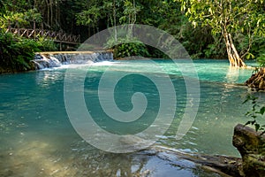 Waterfall in rain forest Tat Kuang Si Waterfalls at Luang prabang, Laos.