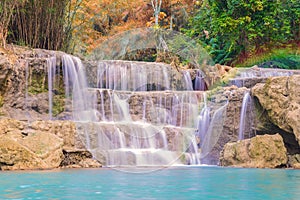 Waterfall in rain forest (Tat Kuang Si Waterfalls at Luang prabang, Laos.)