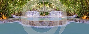 Waterfall in rain forest (Tat Kuang Si Waterfalls at Luang prabang, Laos.)