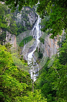 Waterfall in Rainforest Mountain in Hokkaido, Japan
