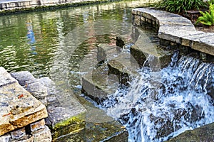 Waterfall Sidewalks Reflection River Walk San Antonio Texas