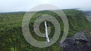 Waterfall on the rempart of Tremblet on Reunion Island