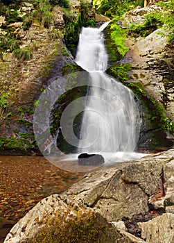 Waterfall in Resov in Moravia, Czech republic