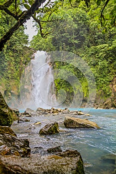 Waterfall on the Rio Celeste, Tenorio Volcano National Park, Cos photo
