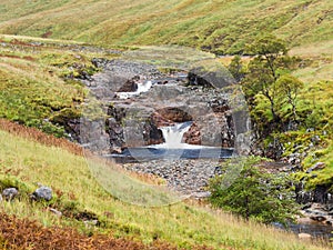 Waterfall in the River Etive in Glen Etive in the Glen Coe region, Scotland