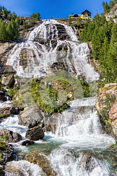 The waterfall of the river seen from below
