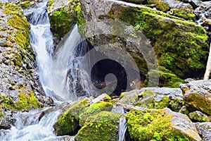 Waterfall and river stream Mountain views from hiking trails to Doughnut Falls in Big Cottonwood Canyon, in the Wasatch front Rock photo