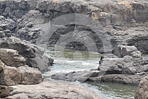 Waterfall River Water & Rock Bed Side