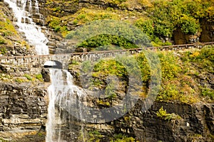 Waterfall Road Glacier National Park Montana Shale Glacier Melt