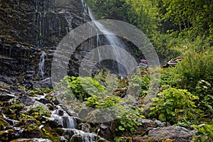 Waterfall and rocks in the forest