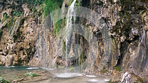 Waterfall on the rocks in slow motion