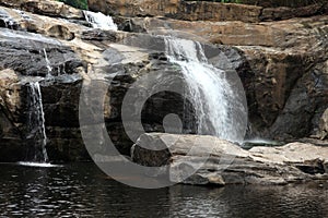 Waterfall on a rocky mountain