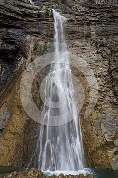 Waterfall in a rugged cliff