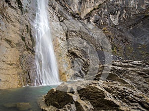 Waterfall in a rugged cliff