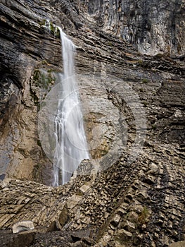 Waterfall in a rugged cliff