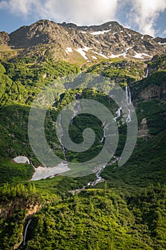 A waterfall running down