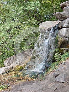 Waterfall rushing over rocks