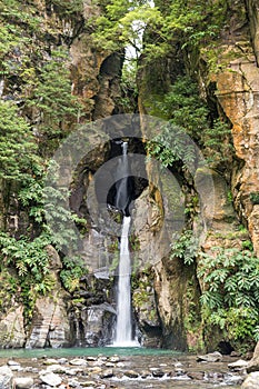 The waterfall Salto do Cabrito in the Sao Miguel island Azores, Portugal