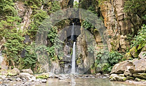 The waterfall Salto do Cabrito in the Sao Miguel island Azores, Portugal photo