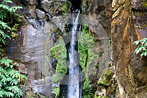 The waterfall Salto do Cabrito in the Sao Miguel island ,Azores, Portugal