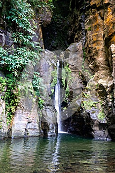 The waterfall Salto do Cabrito in the Sao Miguel island ,Azores, Portugal photo