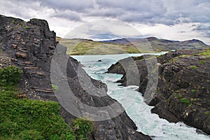 Waterfall Salto Grande in Torres del Paine National Park, Patagonia, Chile