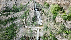 waterfall on Sant Miquel del Fai in the Spain.