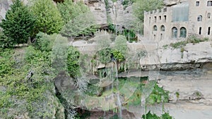 waterfall on Sant Miquel del Fai in the Spain